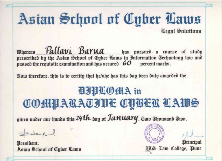 Certificate in Cyber Laws from LLS Law College